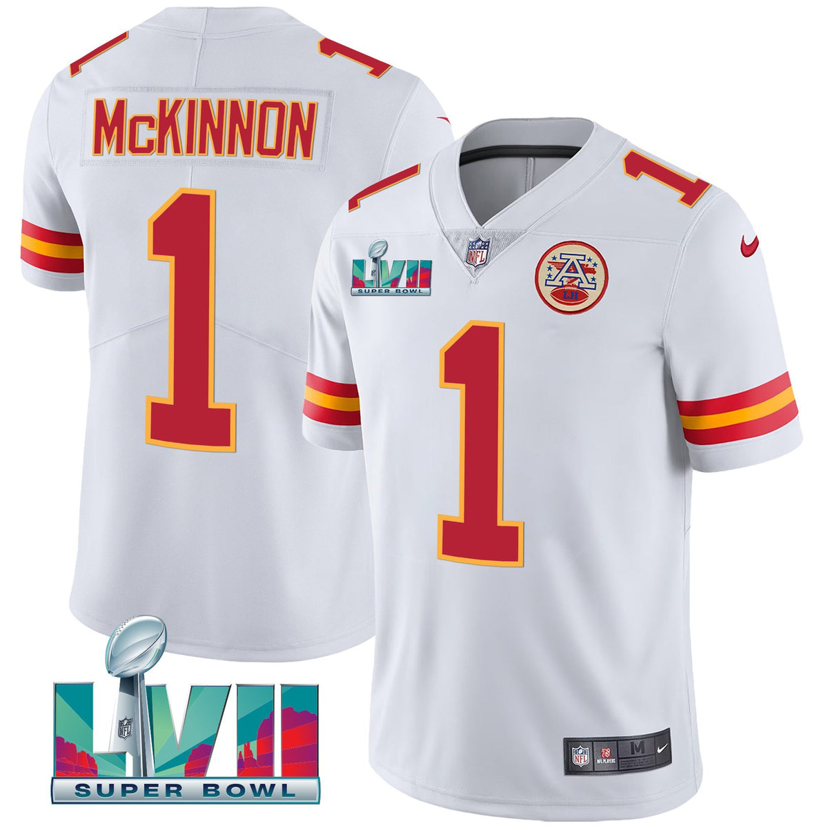 Men's Chiefs Super Bowl LVII Vapor Player Jersey - All Stitched - White - Jerick McKinnon — view 1