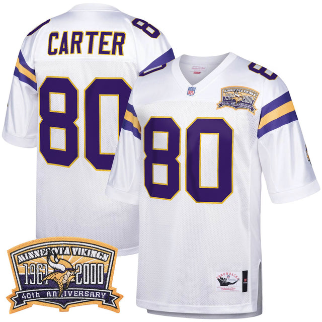 Men's Minnesota Vikings Throwback Player Jersey - All Stitched - White Retired - Cris Carter — view 1