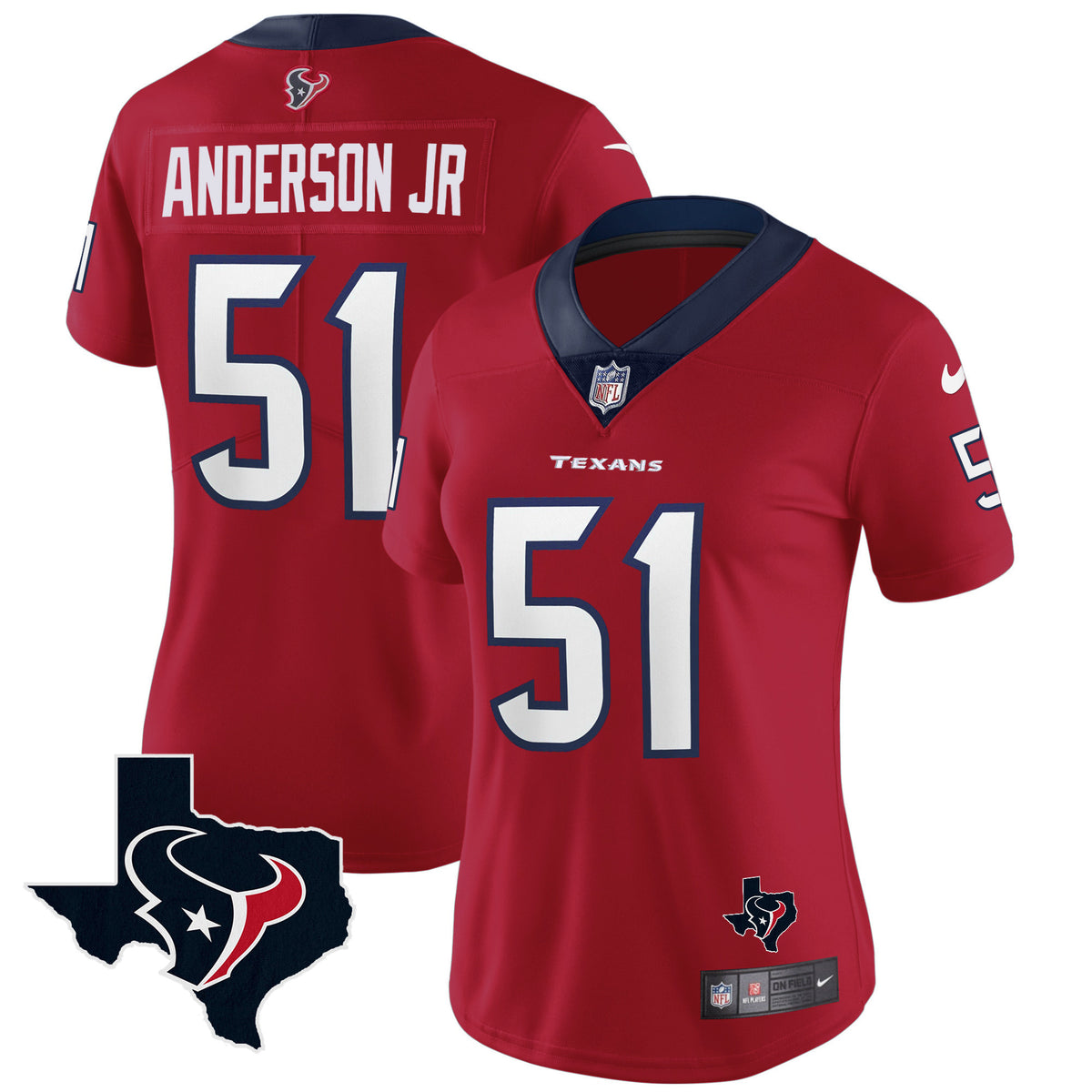 Women's Houston Texans Vapor Limited Jersey - All Stitched - Red - Will Anderson Jr — view 1