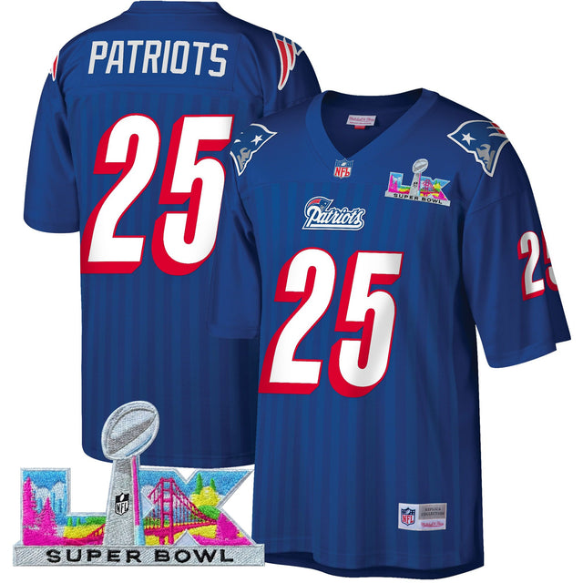 Men's New England Patriots Super Bowl LX Throwback Jersey - All Stitched - Navy - #25 Patriots — view 1