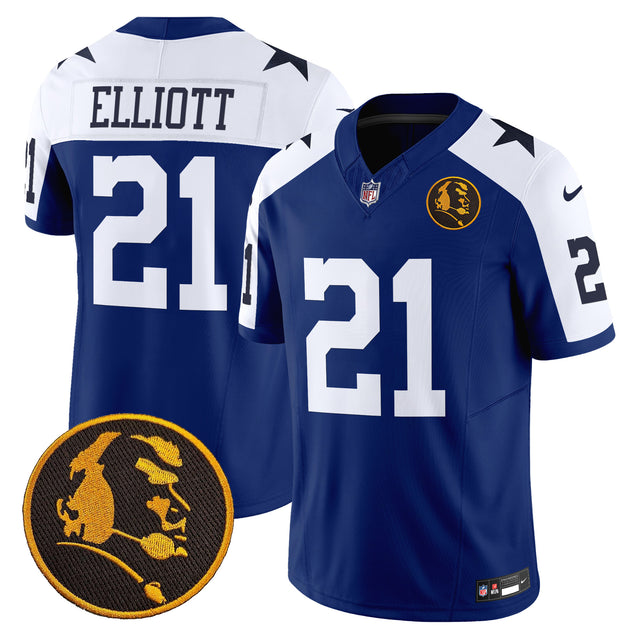 Men's Cowboys Texas & John Madden Patch Vapor Limited Jersey V2 - All Stitched - Royal Alternate - Ezekiel Elliott — view 1