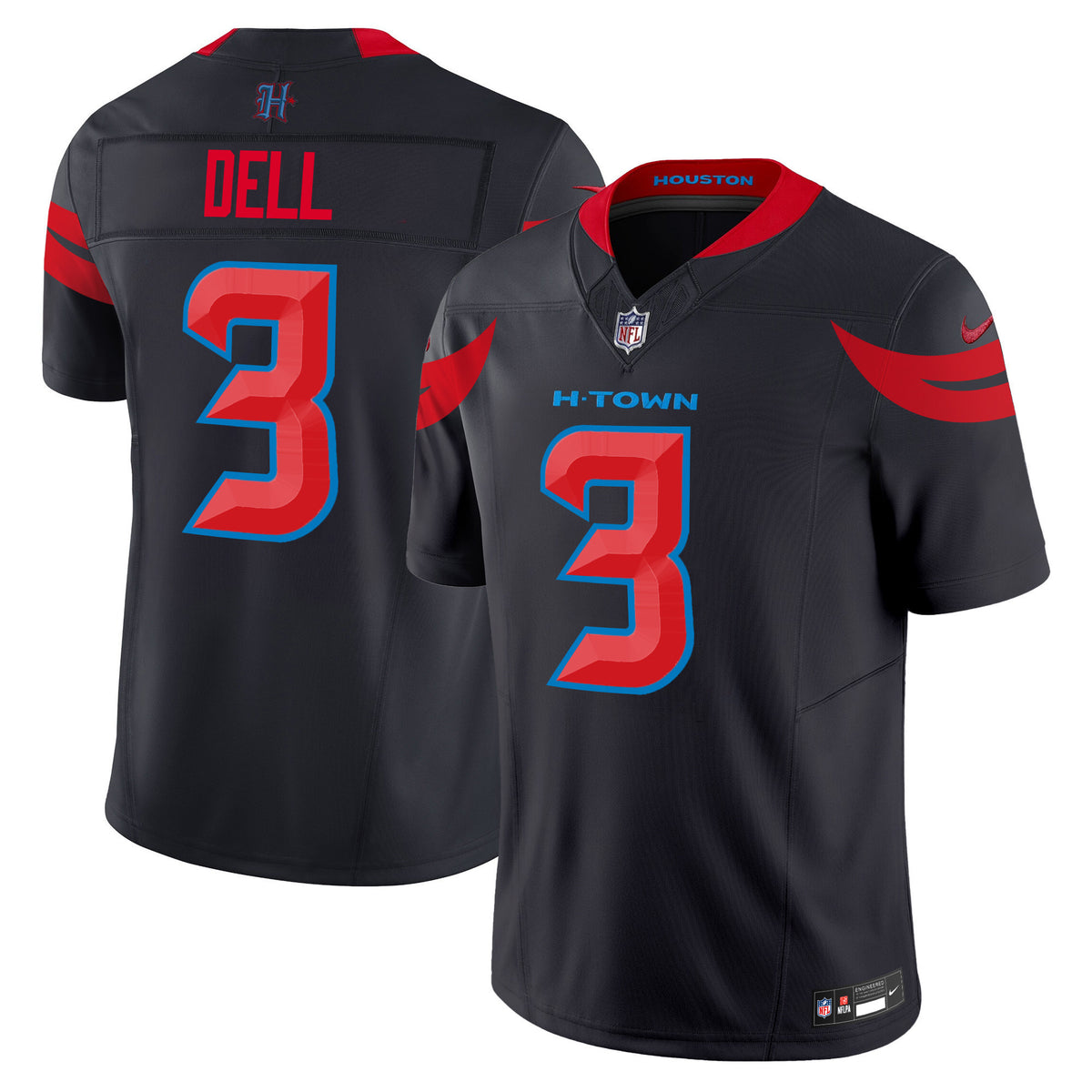 Men's Houston Texans 2024 Vapor Limited Jersey V3 - All Stitched - Navy Limited - Tank Dell — view 1