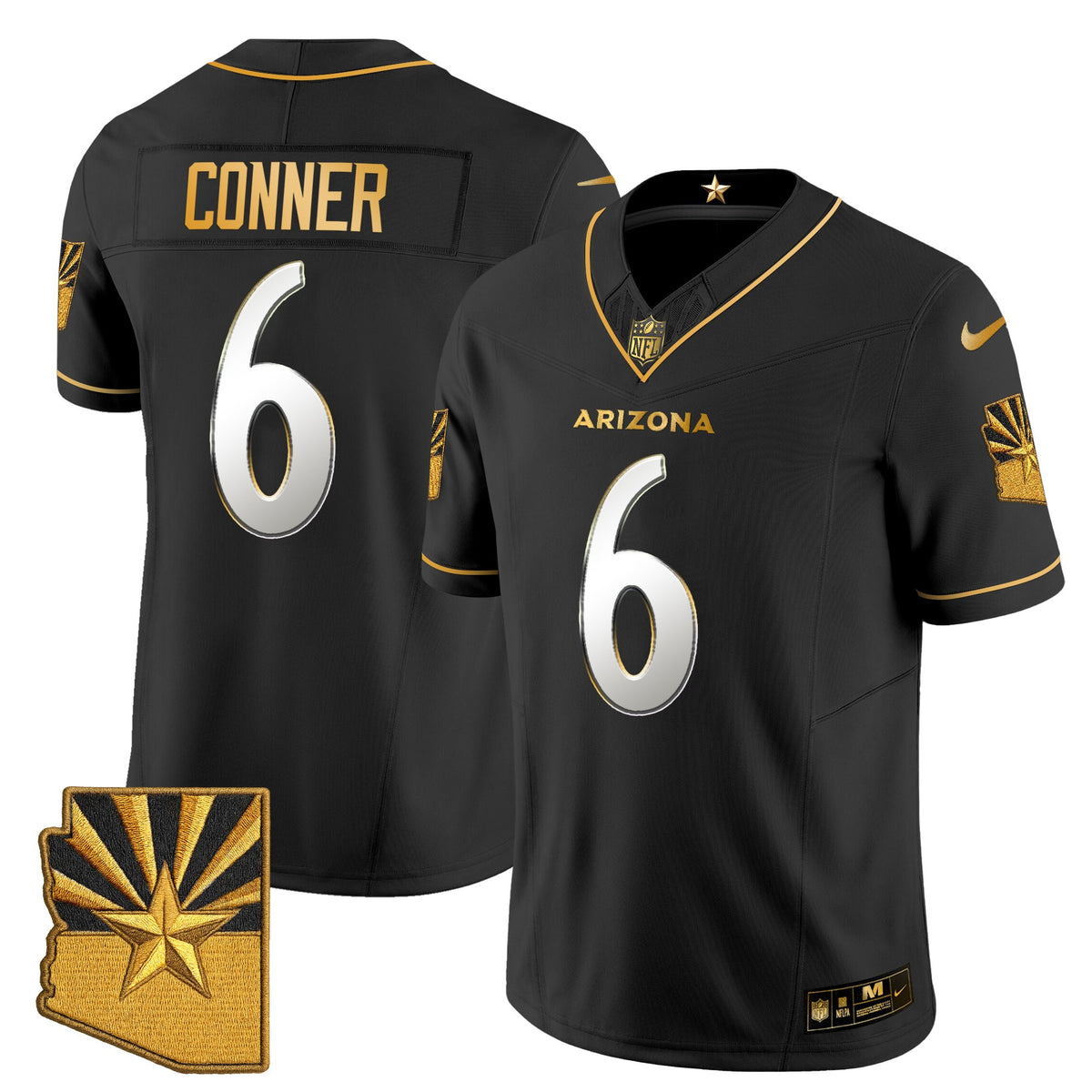 Men's Arizona Cardinals 2025 Rivalries Gold Vapor Limited Jersey - All Stitched - Black Limited - James Conner — view 1