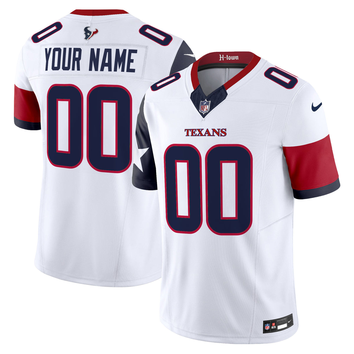 Houston Texans 2024 Vapor Limited Custom Jersey V5 - All Stitched - White — view 1