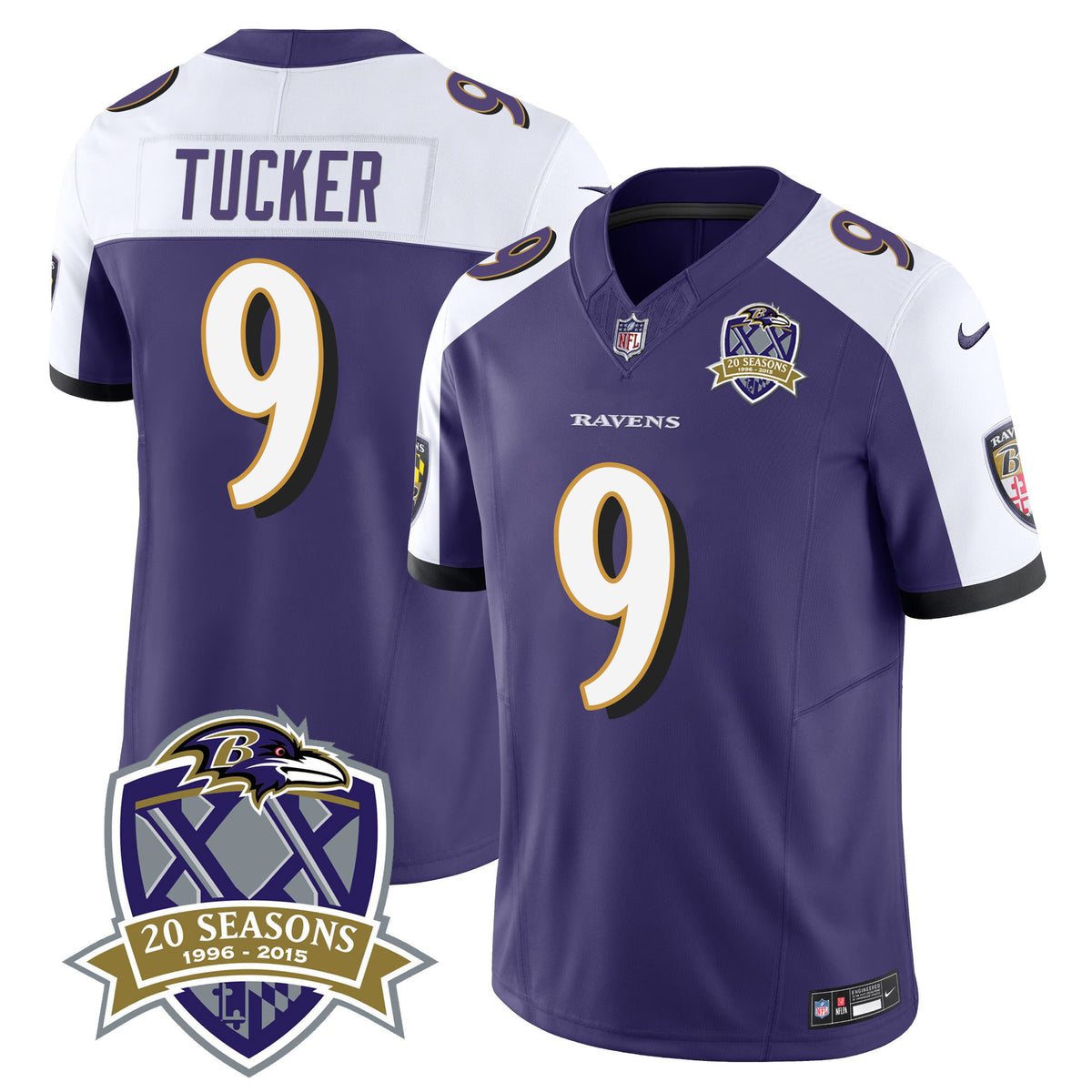 Men's Ravens 20th Season Patch Vapor Limited Jersey - All Stitched - Purple Alternate - Justin Tucker — view 1