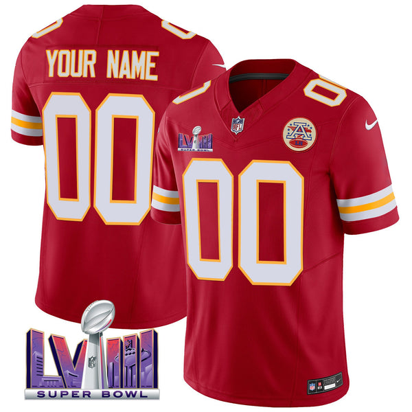 Chiefs Super Bowl LVIII Patch Vapor Custom Jersey - All Stitched - Red — view 1