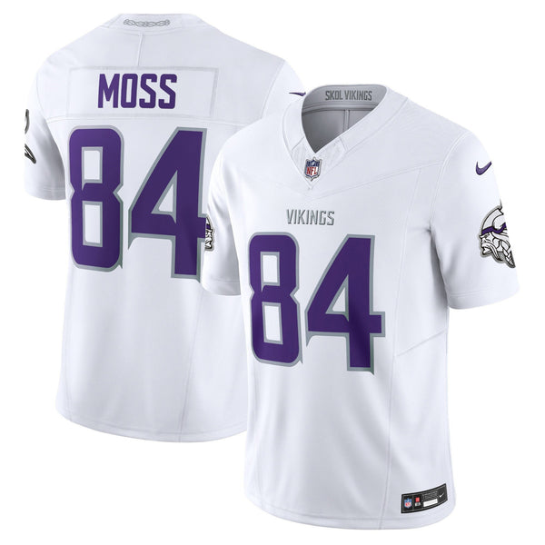Men's 2024 Minnesota Vikings Winter Warrior Vapor Limited Jersey - All Stitched - White Limited - Randy Moss — view 1