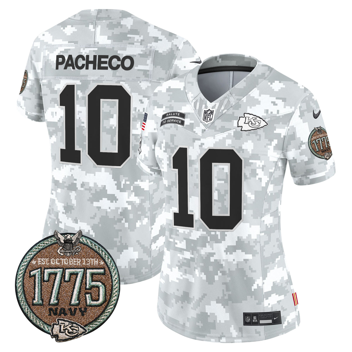 Women's Chiefs 2024 Salute to Service Establishment Year Patch Vapor Limited Jersey - All Stitched - Navy - Isiah Pacheco — view 1