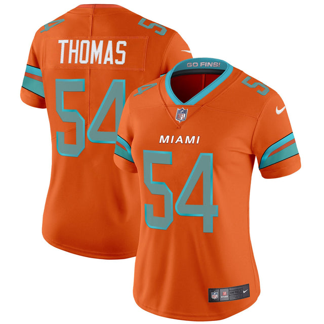 Women's Miami Dolphins 2025 Rivalries Vapor Limited Jersey - All Stitched - Orange - Zach Thomas — view 1