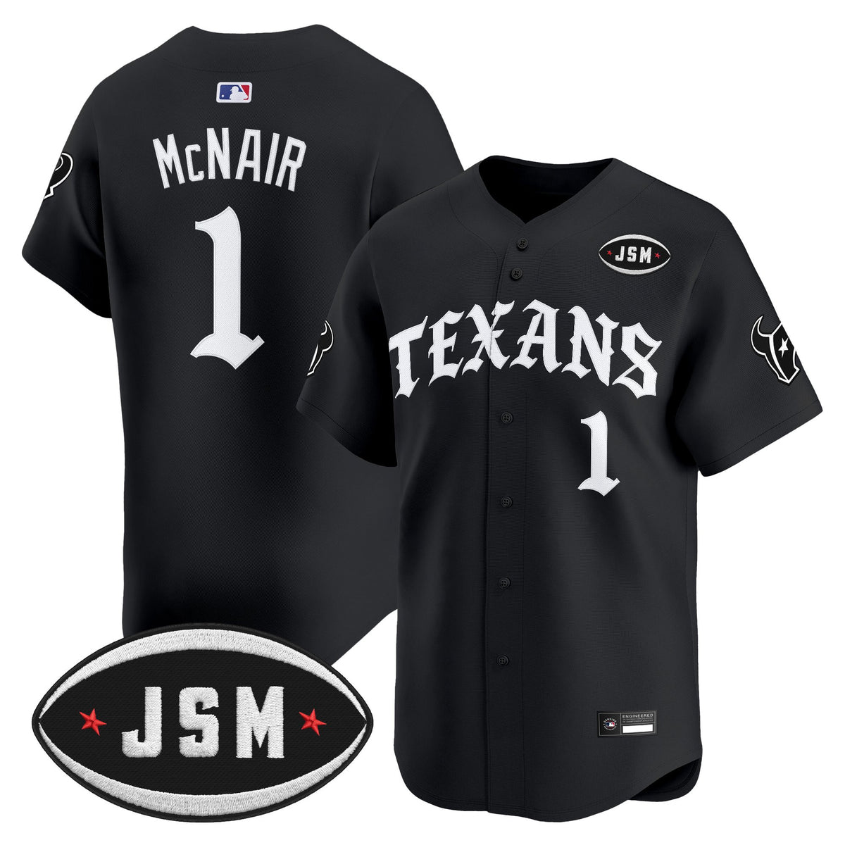 Men's Houston Texans 'Old English Edition' Vapor Premier Limited Jersey - All Stitched - Black - Janice McNair — view 1