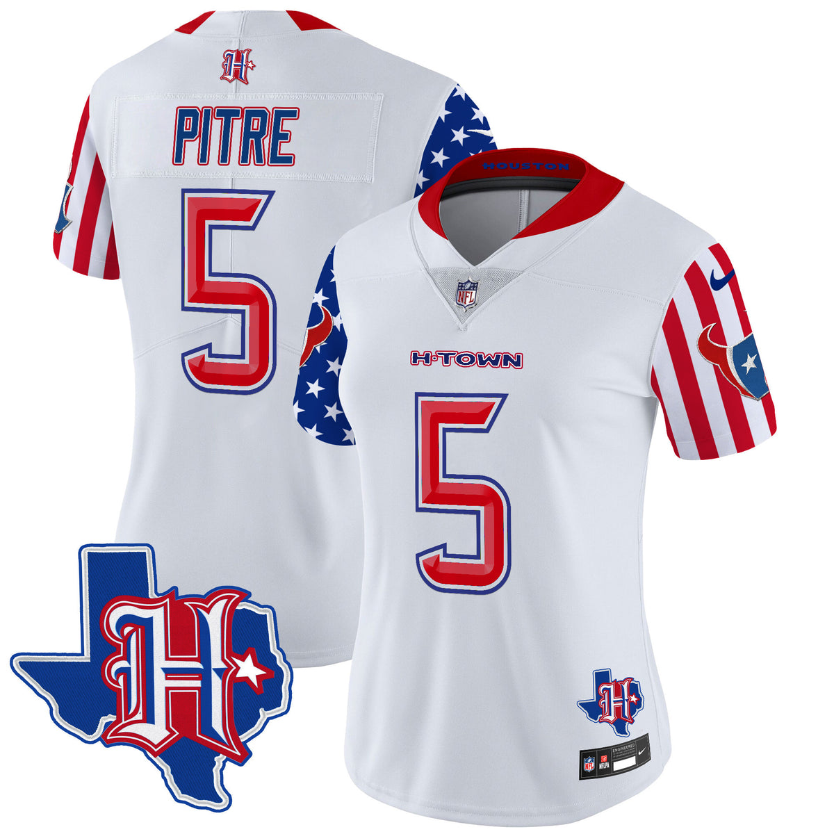 Women's Houston Texans American Style Vapor Limited Jersey - All Stitched - White - Jalen Pitre — view 1