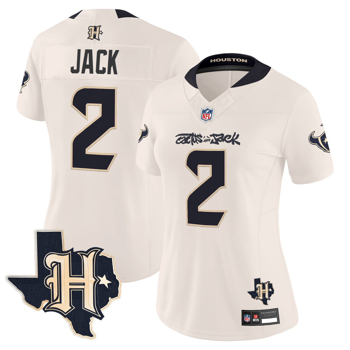 Women's Houston Texans x Cactus Jack Vapor Limited Jersey - All Stitched - Cream - Travis Scott — view 1
