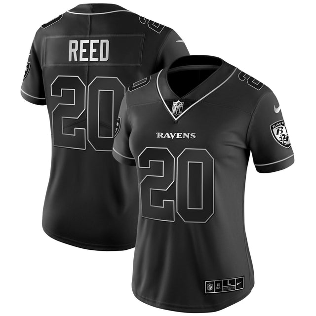Women's Ravens Gold Vapor Jersey - All Stitched - Black Silver - Ed Reed — view 1