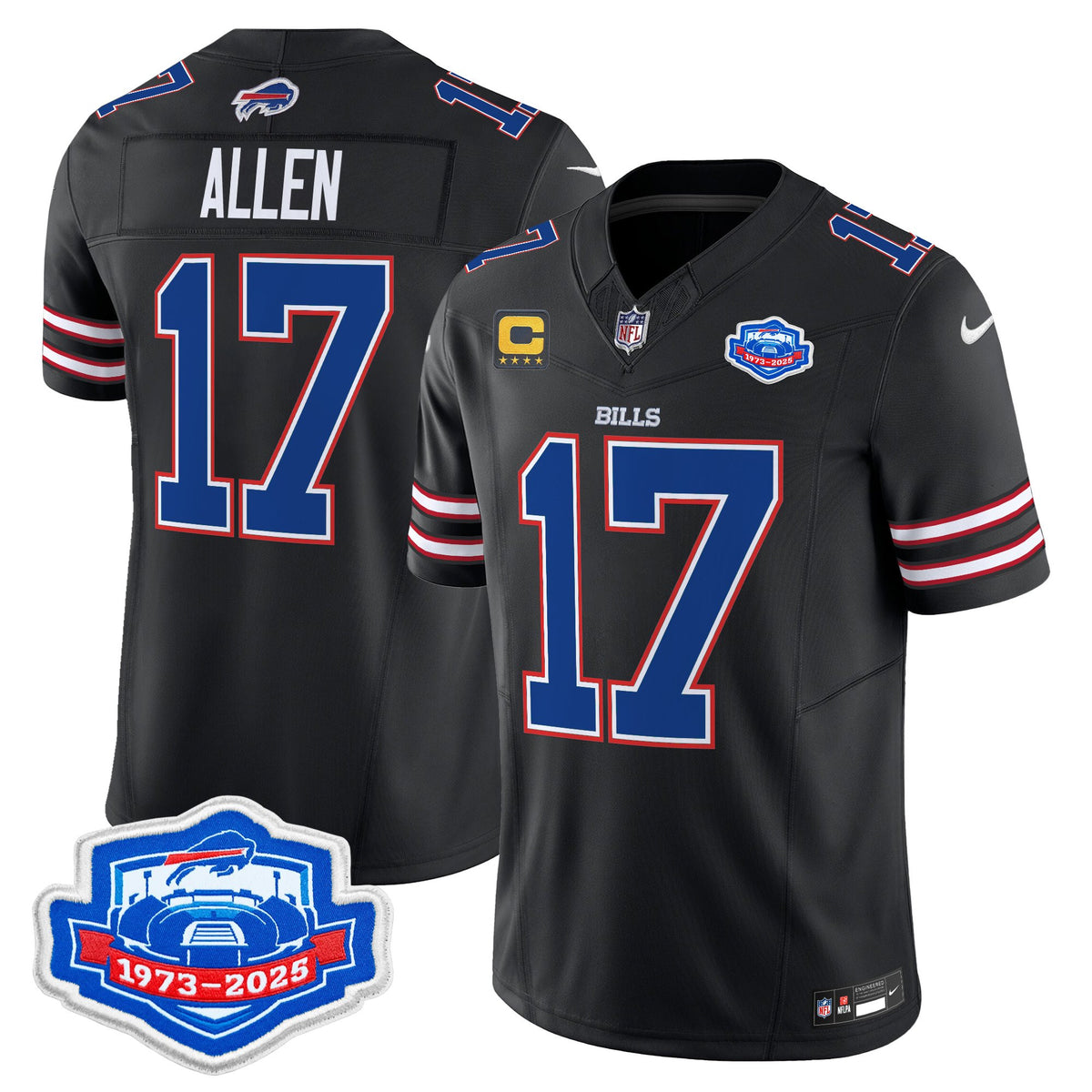 Men's Buffalo Bills 2025 Farewell Season Patch Vapor Limited Jersey - All Stitched - Black - Josh Allen — view 1