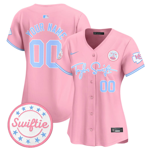 Chiefs Taylor Swift Bubblegum Pink Vapor Premier Limited Custom Jersey - All Stitched - Pink — view 1