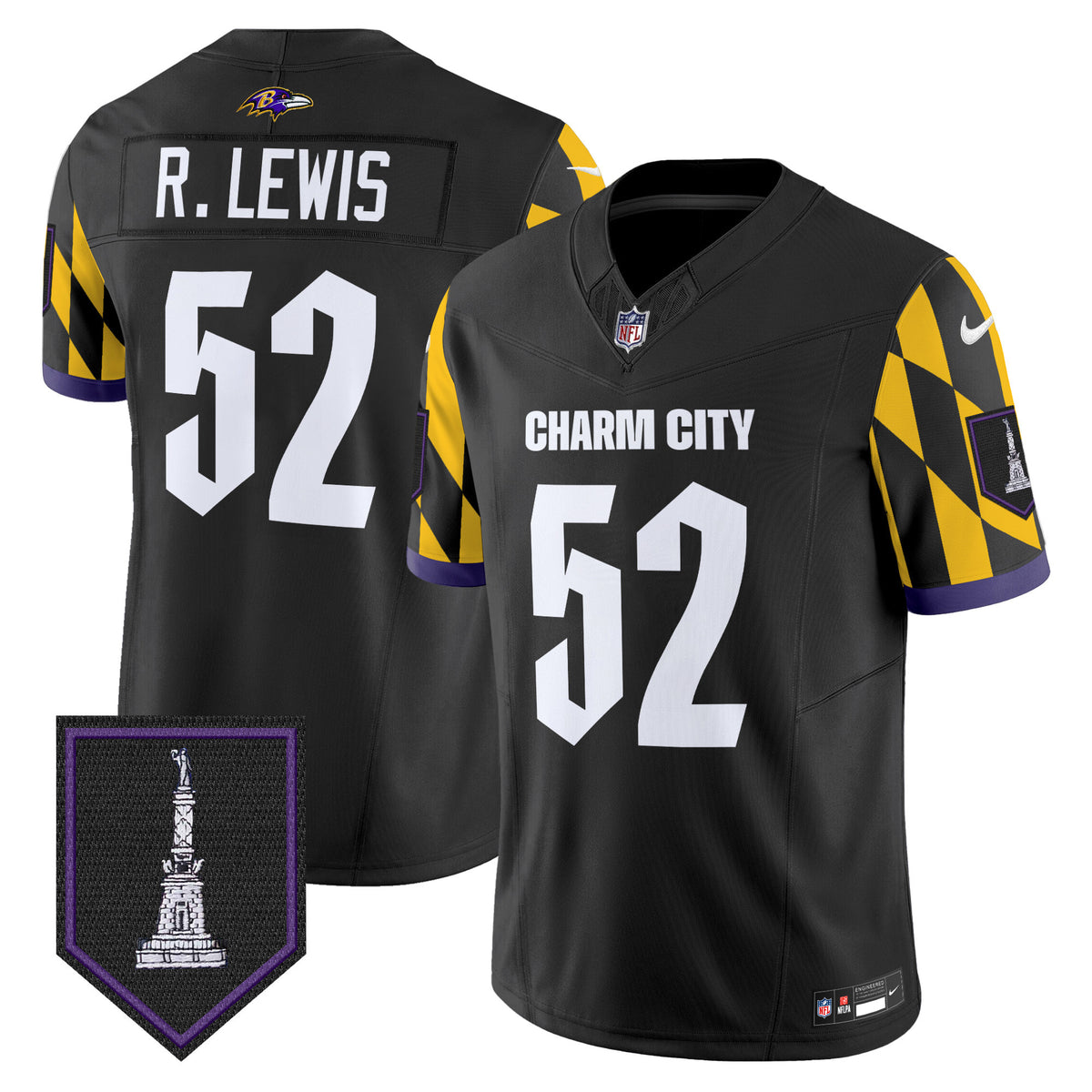 Men's Ravens City Edition Patch Vapor Limited Jersey - All Stitched - Black - Ray Lewis — view 1