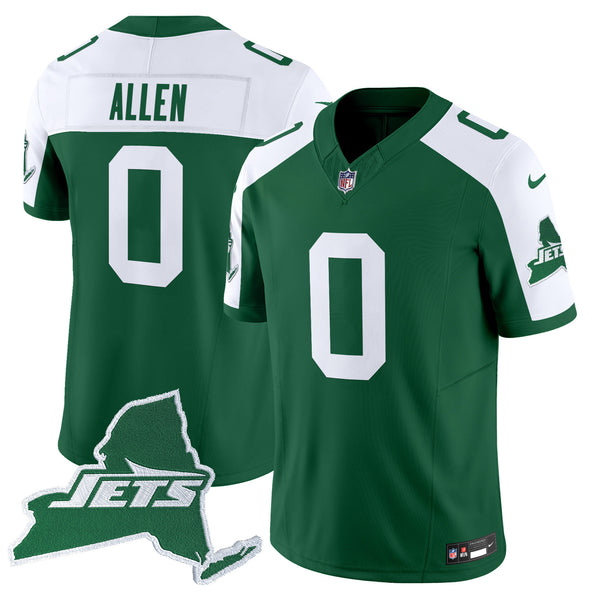 Men's New York Jets Home Patch Vapor Legacy Limited Jersey - All Stitched - Green Alternate - Braelon Allen — view 1