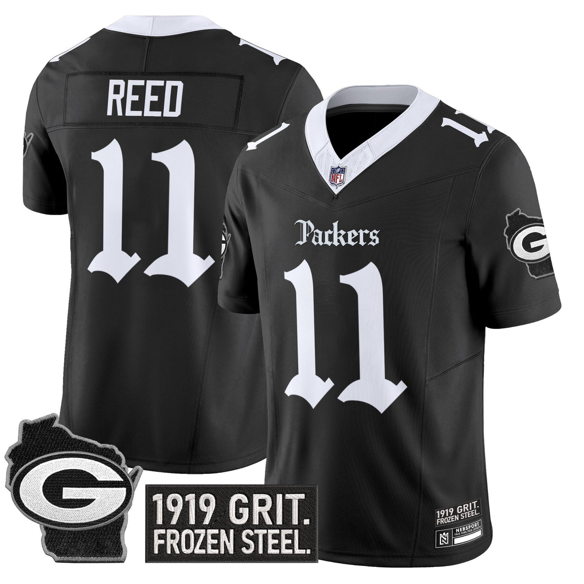 Men's Green Bay Packers 'Gothic Frozen Tundra Edition' Vapor Limited Jersey - All Stitched - Black - Jayden Reed — view 1