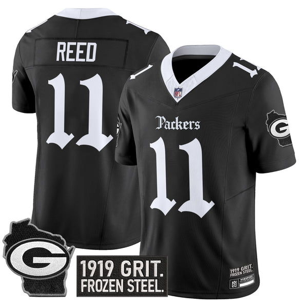 Men's Green Bay Packers 'Gothic Frozen Tundra Edition' Vapor Limited Jersey - All Stitched - Black - Jayden Reed — view 1