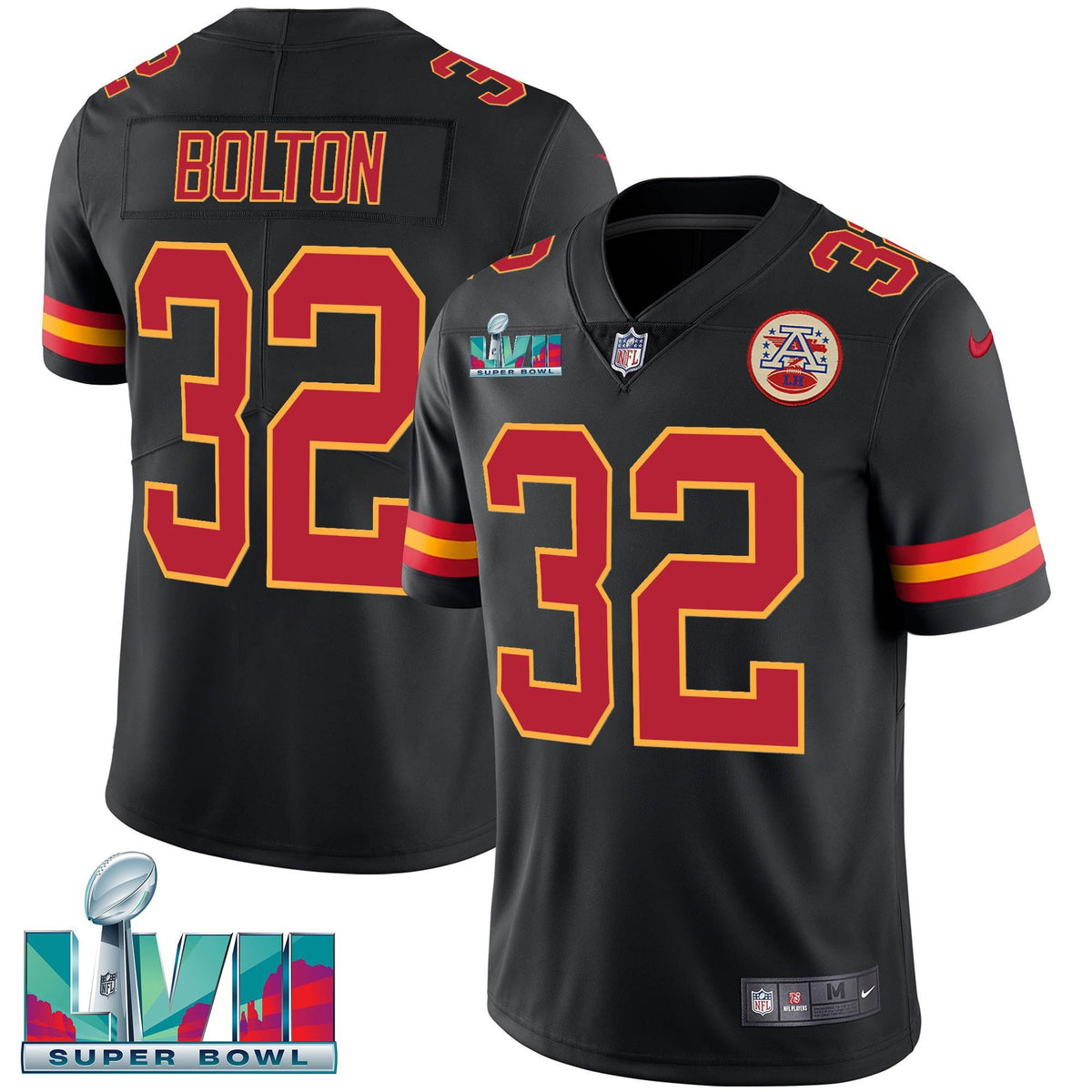 Men's Chiefs Super Bowl LVII Vapor Player Jersey - All Stitched - Black - Nick Bolton — view 1