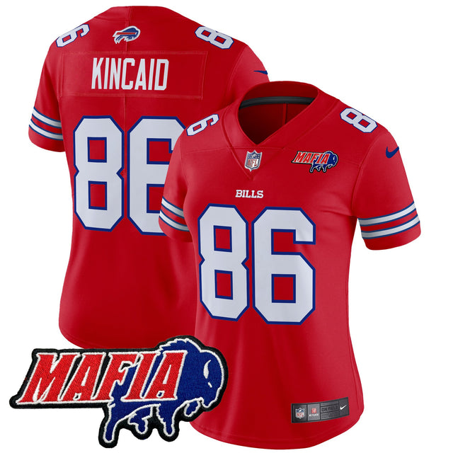 Women's Buffalo Bills 2025 Bills Mafia Patch Vapor Limited Jersey - All Stitched - Red - Dalton Kincaid — view 1