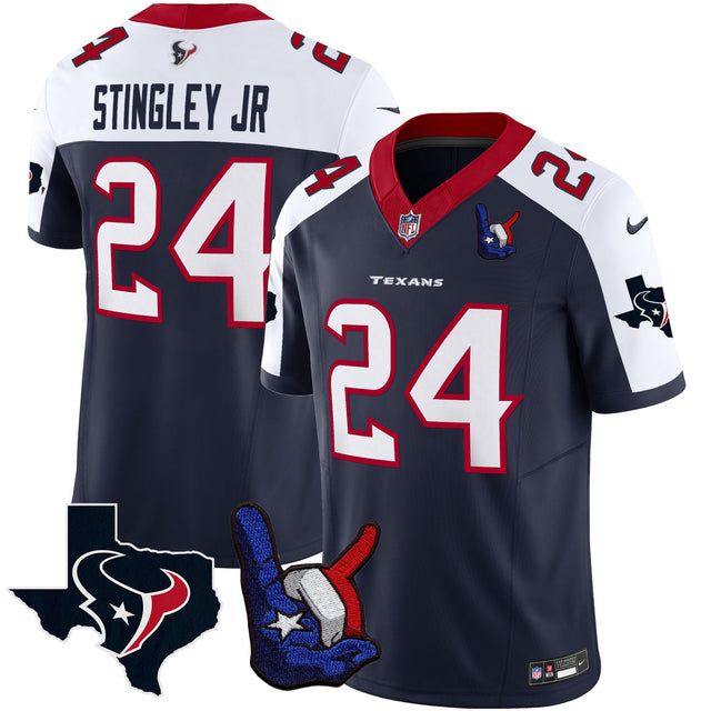 Men's Houston Texans Hand Sign Throwing Up The H Vapor Jersey - All Stitched - Alternate - Derek Stingley Jr ~5701161 — view 1