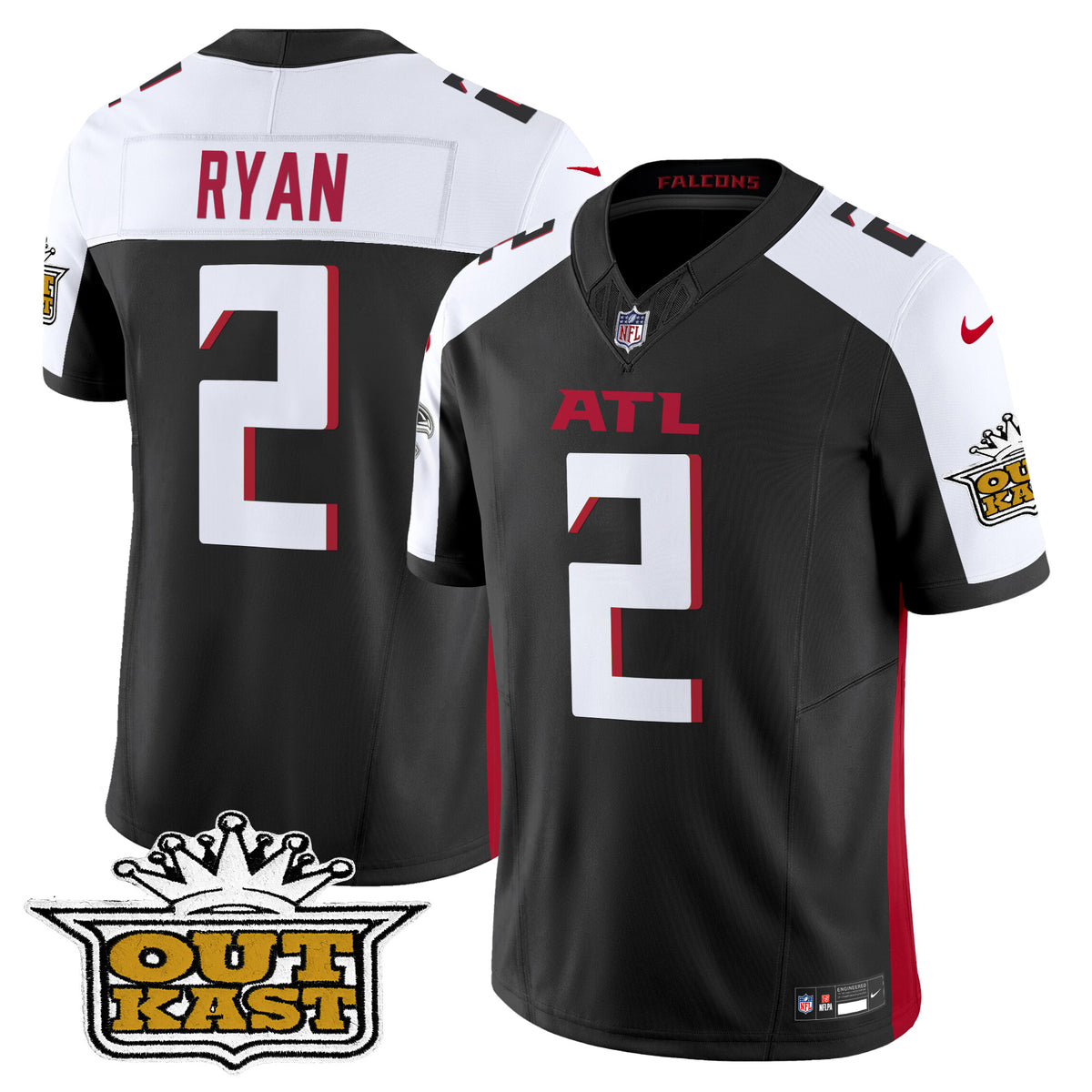 Men's Outkast x Atlanta Falcons 2024 Vapor Limited Jersey - All Stitched - Black Alternate - Matt Ryan — view 1