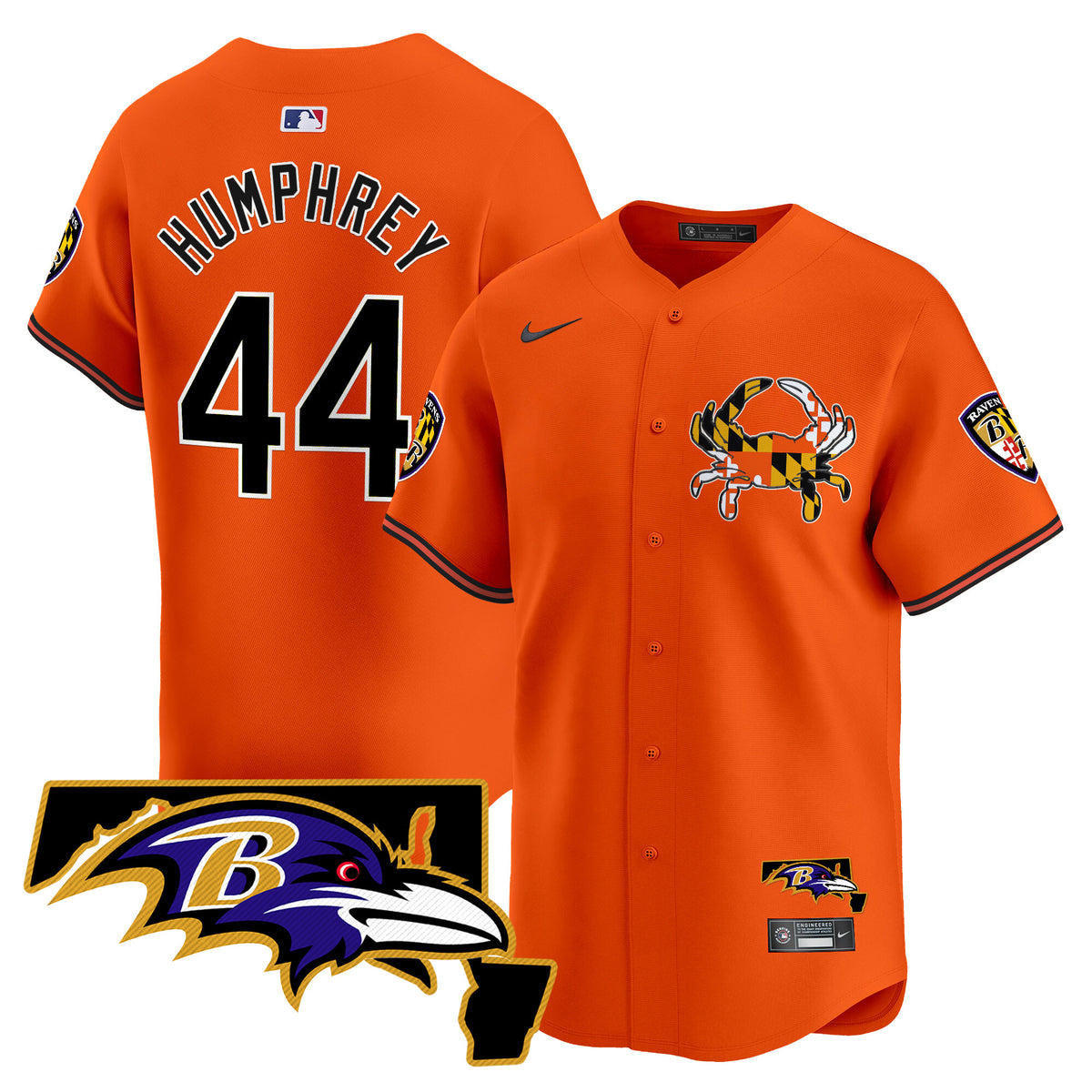Men's Baltimore Ravens 2024 Vapor Premier Baseball Jersey - All Stitched - Orange - Marlon Humphrey — view 1