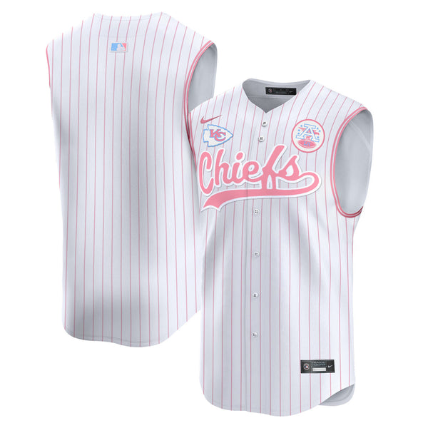 Unisex Chiefs Taylor Swift Bubblegum Pink Vapor Premier Sleeveless Jersey - All Stitched - Pinstripe - Team — view 1
