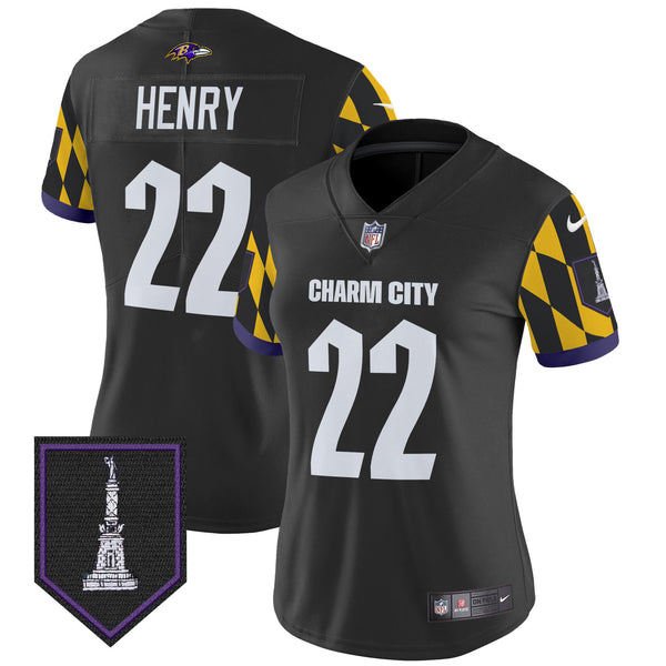Women's Ravens City Edition Patch Vapor Limited Jersey - All Stitched - Black - Derrick Henry — view 1
