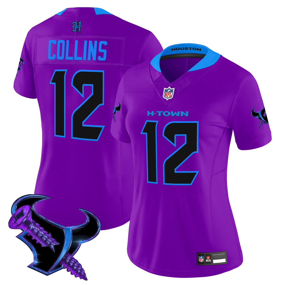 Women's Houston Texans 2025 DJ Screw Vapor Limited Jersey - All Stitched - Purple - Nico Collins — view 1
