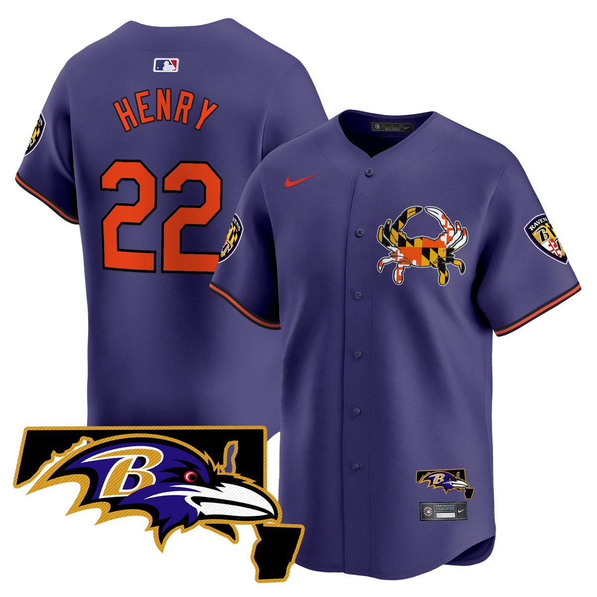 Men's Baltimore Ravens 2024 Vapor Premier Baseball Jersey - All Stitched - Purple - Derrick Henry — view 1