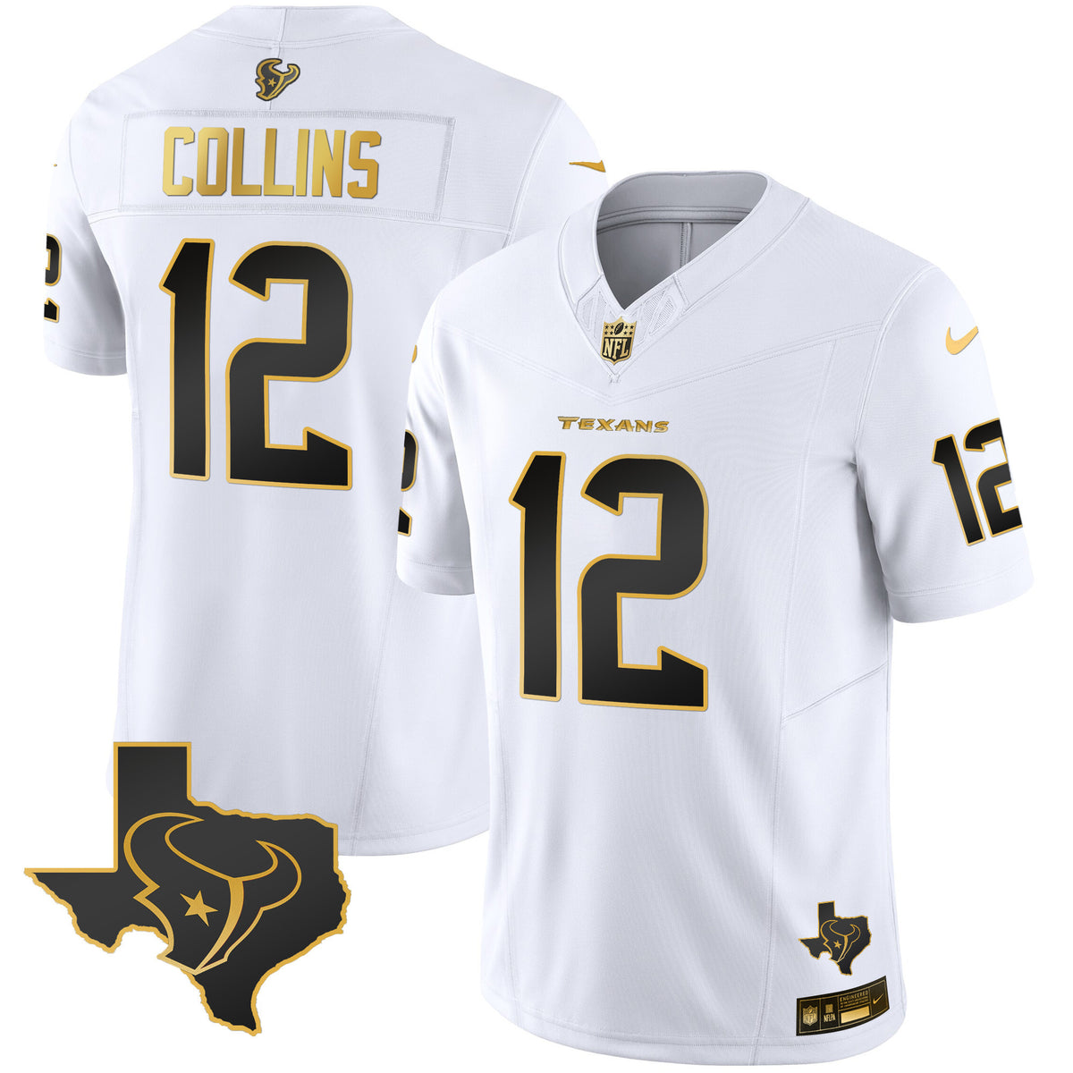 Men's Houston Texans Gold Vapor Limited Jersey - All Stitched - White Gold - Nico Collins — view 1
