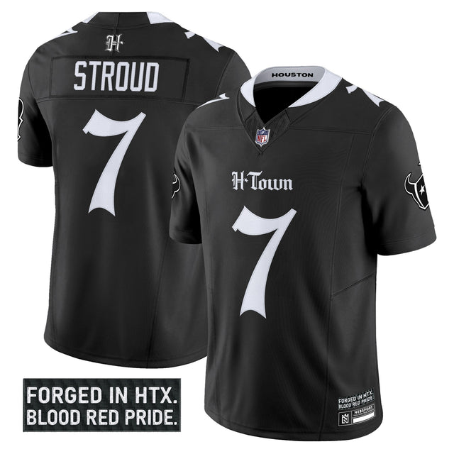 Men's Houston Texans 'Gothic Lone Star Shadows Edition' Vapor Limited Jersey - All Stitched - Black - C.J. Stroud — view 1