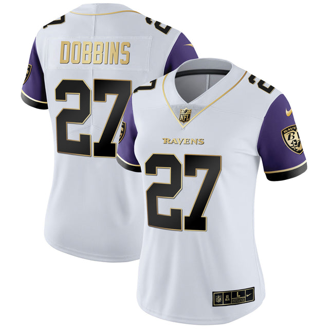 Women's Ravens Gold Vapor Jersey - All Stitched - Color Sleeve - J.K. Dobbins — view 1