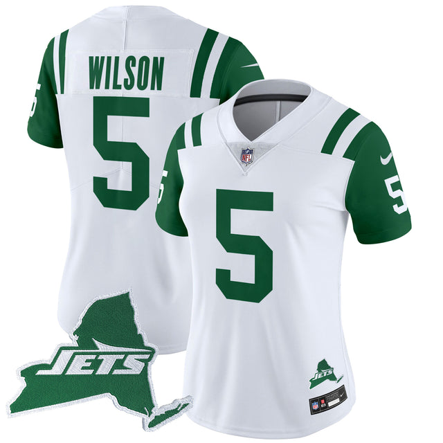 Women's New York Jets Home Patch Vapor Legacy Limited Jersey - All Stitched - Throwback - Garrett Wilson — view 1
