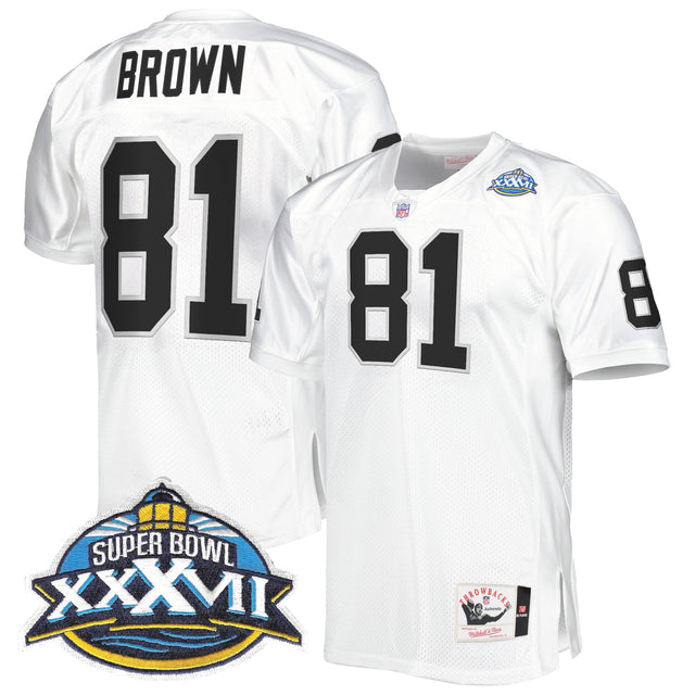 Men's Las Vegas Raiders Throwback Player Jersey - All Stitched - White - Tim Brown — view 1