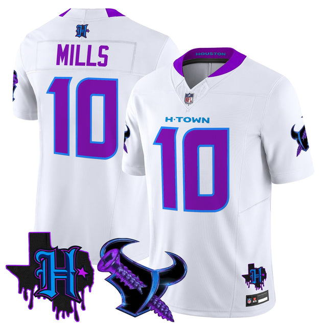 Men's Houston Texans DJ Screw Vapor Limited Jersey - All Stitched - White - Davis Mills — view 1