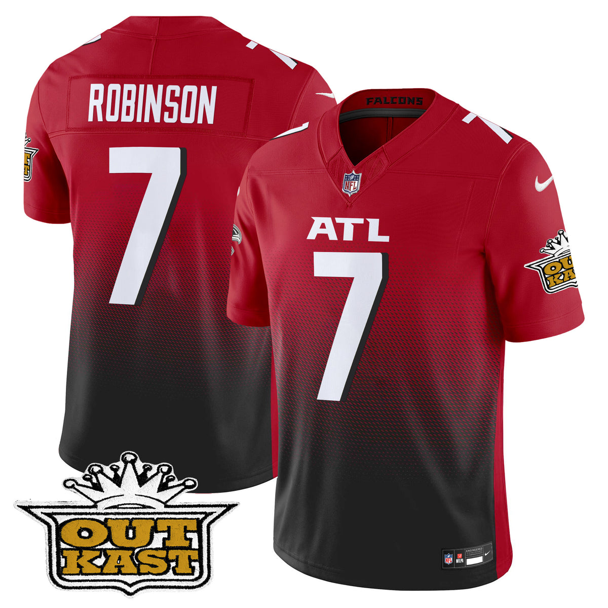 Men's Outkast x Atlanta Falcons 2024 Vapor Limited Jersey - All Stitched - Red - Bijan Robinson — view 1