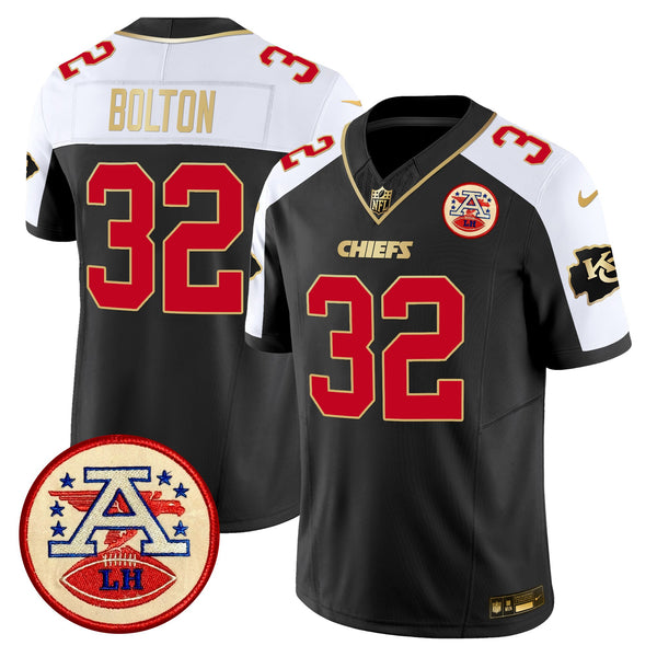 Men's Chiefs 2024 Lamar Hunt Patch Vapor Limited Jersey - All Stitched - Black Alternate - Nick Bolton — view 1