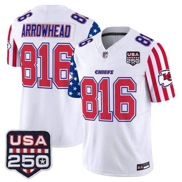 Men's Chiefs America 250 Edition Vapor Limited Jersey - All Stitched - White - Arrowhead 816 — view 1