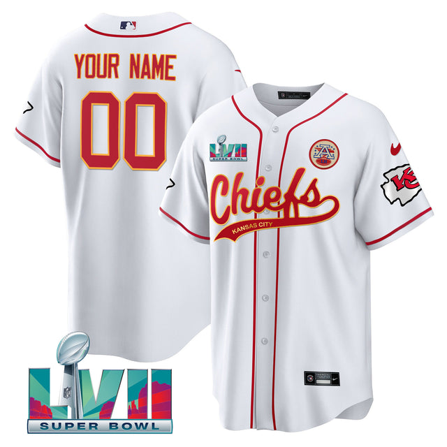 Chiefs Super Bowl LVII Cool Base Custom Jersey - All Stitched - White — view 1